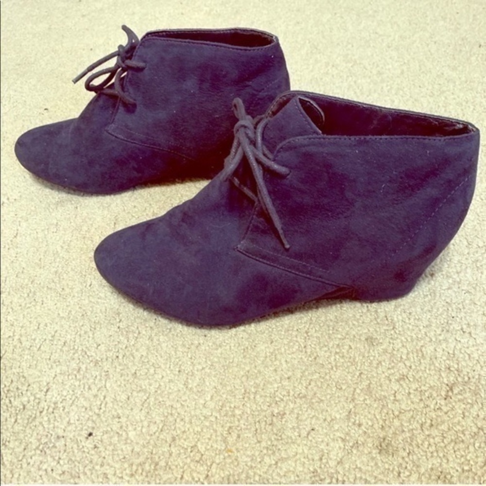 Express Dark Purple Wedge Ankle Booties Size 8.5